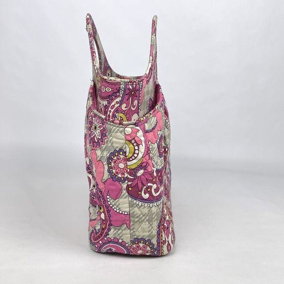 Vera Bradley Abby Multicolor Pink Paisley Meets Plaid Tote Bag Purse Satchel - Picture 2 of 13
